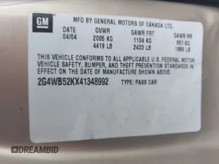 2004 Buick Regal LS with VIN 2G4WB52KX41348992, listed as a IAAI auction lot 42160201 with 110,079 mi miles. Bid and sale history available at carsss.com. Image 9.