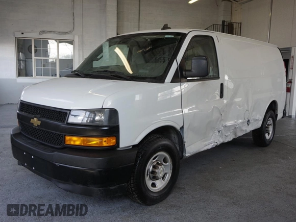2020 Chevrolet Express Cargo Van with VIN 1GCWGAFG5L1252745, listed as a Copart auction lot 88163105 with 62,360 mi miles and Clean Title. Bid and sale history available at carsss.com. Image 2.
