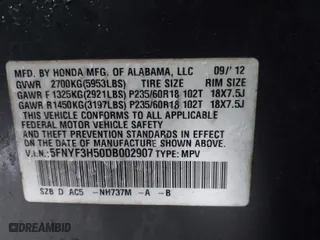 2013 Honda Pilot EX-L with VIN 5FNYF3H50DB002907, listed as a IAAI auction lot 41646518 with 146,533 mi miles. Bid and sale history available at carsss.com. Image 9.