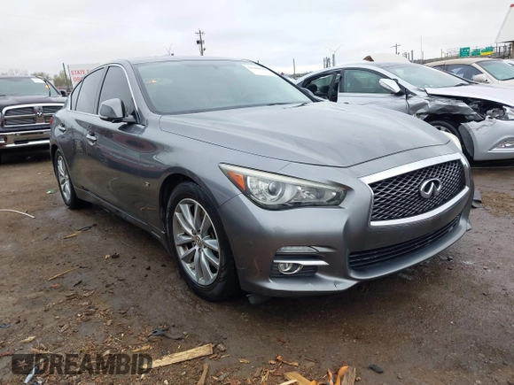 2014 Infiniti Q50 Premium with VIN JN1BV7AP4EM676498, listed as a IAAI auction lot 41900566 with 111,897 mi miles. Bid and sale history available at carsss.com. Image 1.
