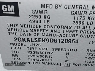2013 GMC Terrain SLE z VIN 2GKALSEK9D6120964, wystawiony jako IAAI lot #41880269 z przebiegiem 169 579 mil mil oraz . Historia ofert i sprzedaży dostępna na DreamBid. Obrazek 9.