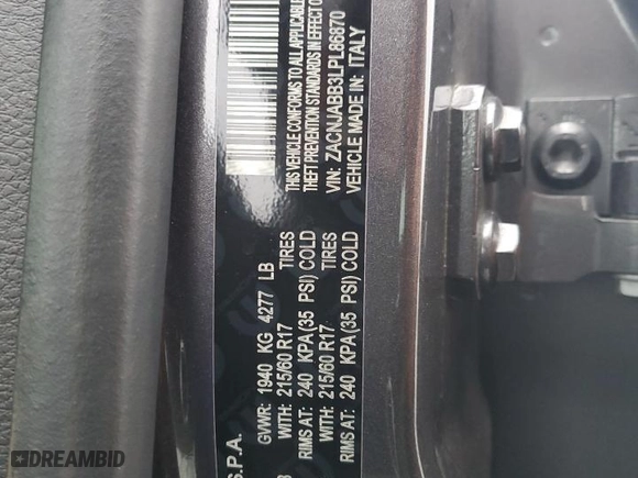 2020 Jeep Renegade Latitude with VIN ZACNJABB3LPL86870, listed as a Copart auction lot 44501295 with 78,045 mi miles and Salvage Title. Bid and sale history available at carsss.com. Image 12.