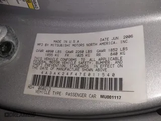 2007 Mitsubishi Eclipse GS with VIN 4A3AK24F47E011540, listed as a IAAI auction lot 42053739 with 174,083 mi miles. Bid and sale history available at carsss.com. Image 9.