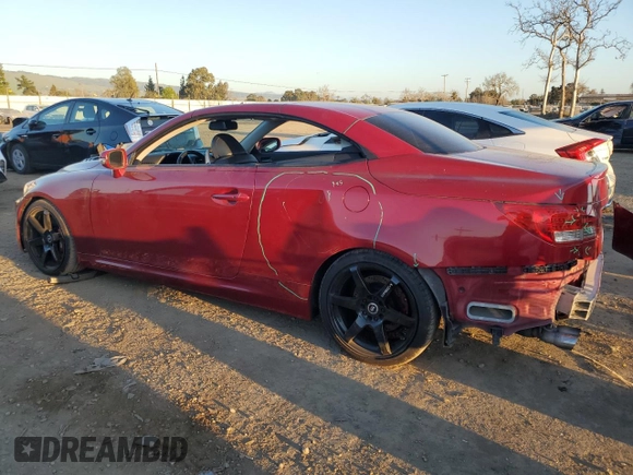 2011 Lexus IS 350 C with VIN JTHFE2C24B2506795, listed as a Copart auction lot 46447575 with 131,714 mi miles and Salvage title. Bid and sale history available at DreamBid. Image 2.
