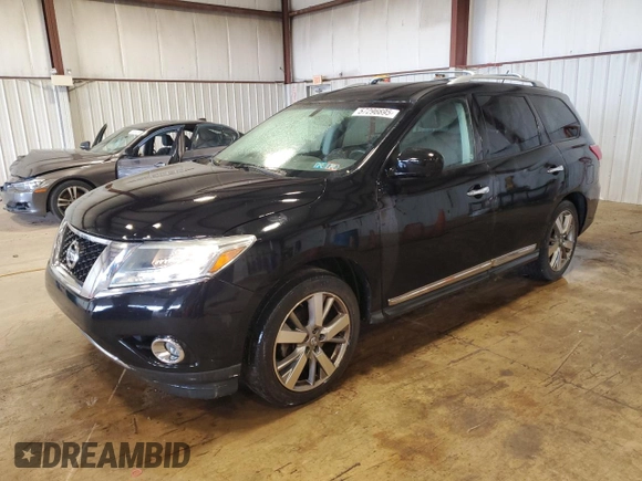 2013 Nissan Pathfinder Platinum with VIN 5N1AR2MM3DC637659, listed as a Copart auction lot 57296695 with 146,829 mi miles and Salvage title. Bid and sale history available at DreamBid. Image 1.