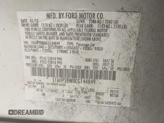 2012 Ford Taurus SEL with VIN 1FAHP2EW0CG144849, listed as a IAAI auction lot 41332919 with 257,793 mi miles and . Bid and sale history available at DreamBid. Image 9.