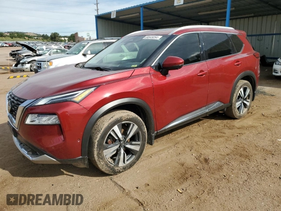 2021 Nissan Rogue Platinum with VIN JN8AT3DDXMW310514, listed as a Copart auction lot 69045054 with 73,225 mi miles and Salvage Title. Bid and sale history available at DreamBid. Image 1.