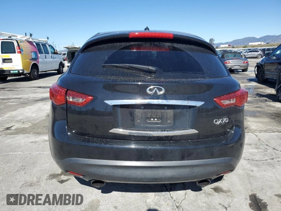2016 Infiniti QX70 with VIN JN8CS1MU5GM671391, listed as a Copart auction lot 47544115 with 111,425 mi miles and Salvage title. Bid and sale history available at DreamBid. Image 6.