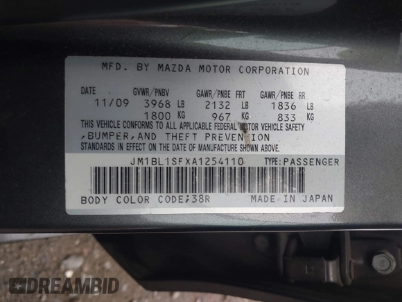 2010 Mazda 3 i Sport z VIN JM1BL1SFXA1254110, wystawiony jako IAAI lot #42226657 z przebiegiem 154 187 mil mil oraz . Historia ofert i sprzedaży dostępna na DreamBid. Obrazek 9.