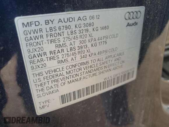 2013 Audi Q7 Premium Plus z VIN WA1LGBFE1DD001013, wystawiony jako Copart lot #56891555 z przebiegiem 126 943 mil mil oraz Szkoda całkowita • Salvage title. Historia ofert i sprzedaży dostępna na DreamBid. Obrazek 12.