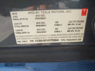 2013 Tesla Model S Performance with VIN 5YJSA1DP8DFP28644, listed as a IAAI auction lot 42641375 with 140,941 mi miles and . Bid and sale history available at DreamBid. Image 9.