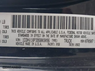 2009 Dodge Ram 1500 SLT with VIN 1D3HV18P39S803096, listed as a IAAI auction lot 39664811 with 180,966 mi miles. Bid and sale history available at carsss.com. Image 9.