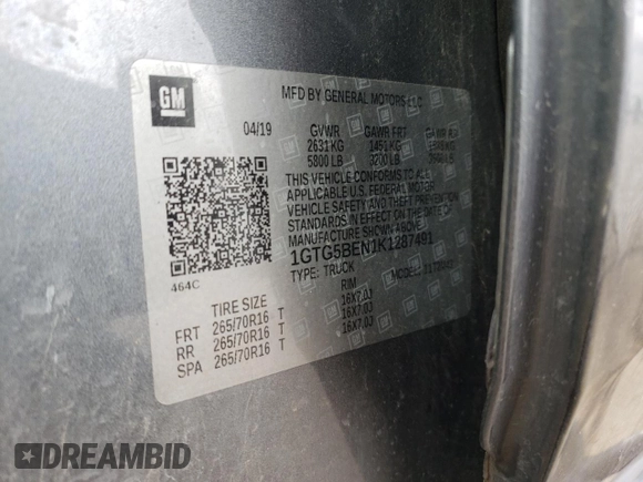 2019 GMC Canyon 2WD with VIN 1GTG5BEN1K1287491, listed as a Copart auction lot 73237044 with 86,647 mi miles and Salvage Title. Bid and sale history available at carsss.com. Image 14.