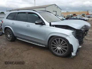 2022 Mercedes-Benz GLS 450 with VIN 4JGFF5KE1NA697299, listed as a Copart auction lot 60921514 with 59,333 mi miles and Salvage Title. Bid and sale history available at DreamBid. Image 4.
