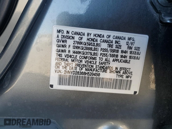 2008 Acura MDX Tech Pkg with VIN 2HNYD28368H520450, listed as a Copart auction lot 49110035 with 201,285 mi miles and Salvage Title. Bid and sale history available at carsss.com. Image 13.