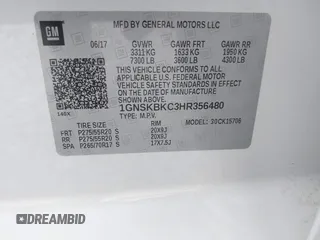 2017 Chevrolet Tahoe LT with VIN 1GNSKBKC3HR356480, listed as a IAAI auction lot 42335162 with 145,892 mi miles and . Bid and sale history available at DreamBid. Image 9.