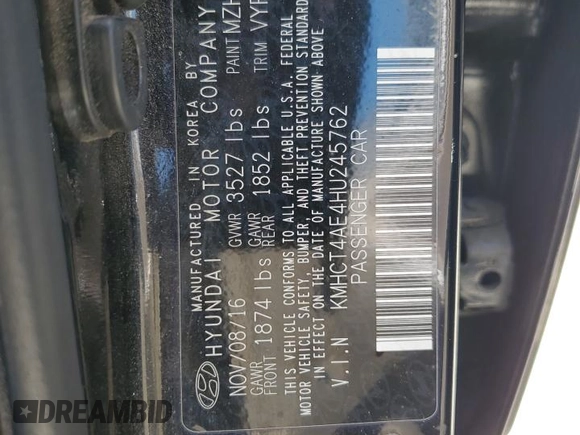 2017 Hyundai Accent SE with VIN KMHCT4AE4HU245762, listed as a Copart auction lot 55412985 with 74,166 mi miles and Salvage Title. Bid and sale history available at carsss.com. Image 13.