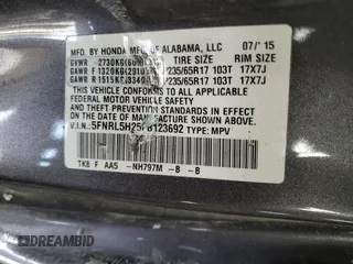 2015 Honda Odyssey LX с VIN 5FNRL5H25FB123692, выставлен на аукционе Copart как лот 57319855 с пробегом Не указан миль и На запчасти • Non repairable. История ставок и продаж доступна на DreamBid. Изображение 14.