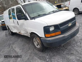 2011 Chevrolet Express Cargo Van with VIN 1GCWGGBA5B1187348, listed as a IAAI auction lot 41684458 with 456,926 mi miles. Bid and sale history available at carsss.com. Image 1.