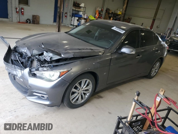 2015 Infiniti Q50 Premium with VIN JN1BV7AR7FM397212, listed as a Copart auction lot 54389605 with 140,338 mi miles and Salvage Title. Bid and sale history available at carsss.com. Image 1.
