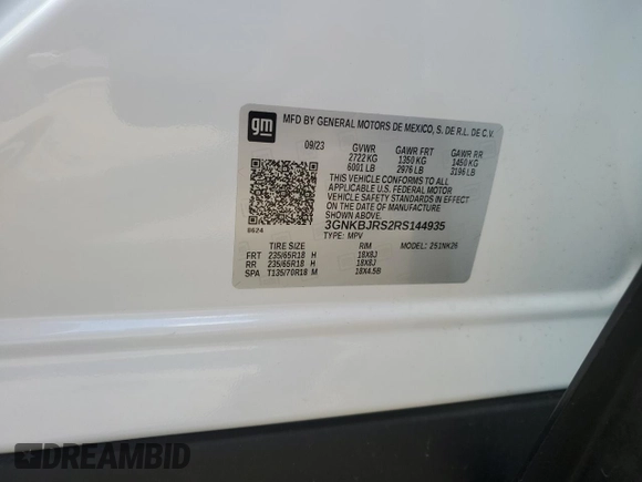2024 Chevrolet Blazer LT with VIN 3GNKBJRS2RS144935, listed as a Copart auction lot 68019324 with Not provided miles and Salvage title. Bid and sale history available at DreamBid. Image 13.