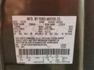 2006 Ford Escape XLT с VIN 1FMYU03186KB35165, выставлен на аукционе Copart как лот 71563254 с пробегом 206 450 миль миль и Чистый • Clean title. История ставок и продаж доступна на DreamBid. Изображение 13.