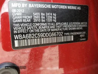 2013 BMW 6 Series 650i with VIN WBA6B2C59DDG66702, listed as a Copart auction lot 52327905 with 112,300 mi miles and Salvage Title. Bid and sale history available at DreamBid. Image 13.