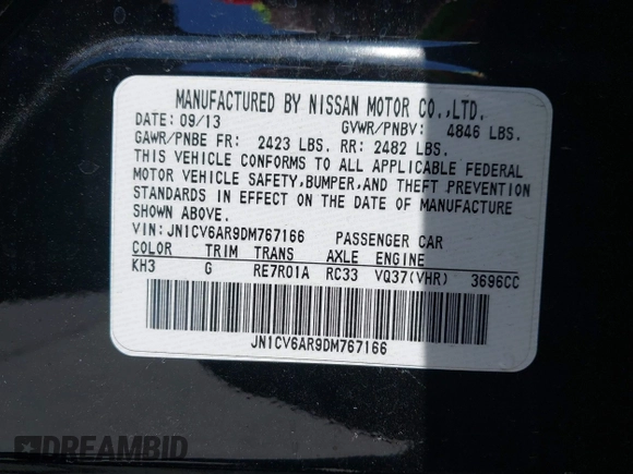 2013 Infiniti G37 x z VIN JN1CV6AR9DM767166, wystawiony jako IAAI lot #42259184 z przebiegiem 81 107 mil mil oraz . Historia ofert i sprzedaży dostępna na DreamBid. Obrazek 9.