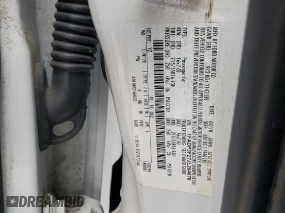 2018 Ford Focus SE with VIN 1FADP3F27JL264670, listed as a Copart auction lot 57184815 with 35,187 mi miles and Salvage title. Bid and sale history available at DreamBid. Image 13.