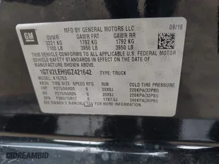 2016 GMC Sierra 1500 with VIN 1GTV2LEH9GZ421642, listed as a IAAI auction lot 40870826 with 105,326 mi miles. Bid and sale history available at carsss.com. Image 9.