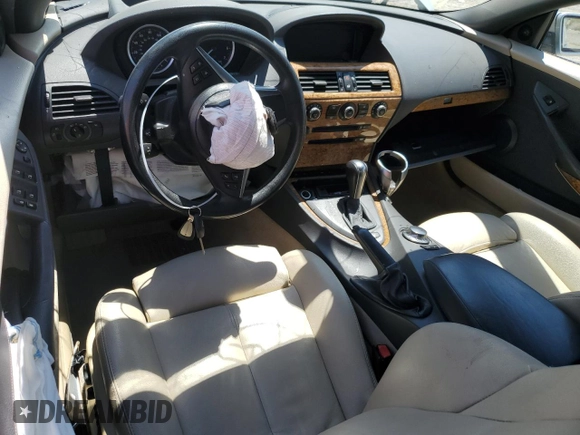 2005 BMW 6 Series 645Ci with VIN WBAEK73475B327205, listed as a Copart auction lot 62127134 with 0 mi miles and Salvage Title. Bid and sale history available at carsss.com. Image 8.