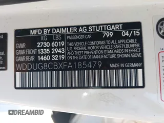 2015 Mercedes-Benz S 550 with VIN WDDUG8CBXFA185479, listed as a IAAI auction lot 42238690 with 120,552 mi miles and . Bid and sale history available at carsss.com. Image 9.