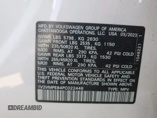 2023 Volkswagen ID.4 Pro z VIN 1V2VMPE84PC022446, wystawiony jako Copart lot #75860204 z przebiegiem 2 146 mil mil oraz Szkoda całkowita • Salvage title. Historia ofert i sprzedaży dostępna na DreamBid. Obrazek 12.