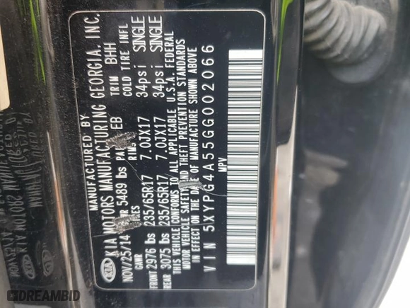 2016 Kia Sorento LX with VIN 5XYPG4A55GG002066, listed as a Copart auction lot 51132535 with 196,073 mi miles and Clean Title. Bid and sale history available at carsss.com. Image 13.