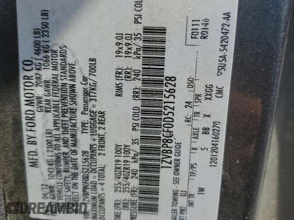 2013 Ford Mustang GT with VIN 1ZVBP8CF0D5215628, listed as a Copart auction lot 52619785 with 80,321 mi miles and Salvage title. Bid and sale history available at DreamBid. Image 14.