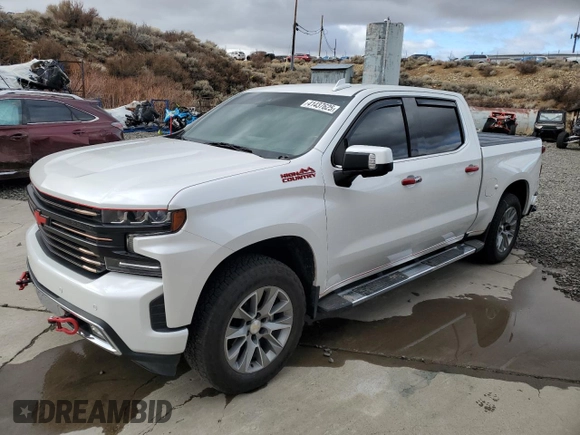 2020 Chevrolet Silverado 1500 High Country with VIN 1GCUYHEL7LZ275649, listed as a Copart auction lot 41437625 with 45,243 mi miles and Clean Title. Bid and sale history available at carsss.com. Image 1.