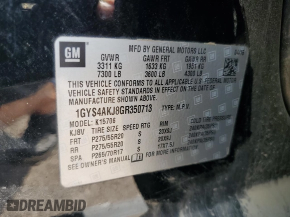 2016 Cadillac Escalade z VIN 1GYS4AKJ8GR350713, wystawiony jako Copart lot #67695434 z przebiegiem 120 942 mil mil oraz Szkoda całkowita • Salvage title. Historia ofert i sprzedaży dostępna na DreamBid. Obrazek 13.