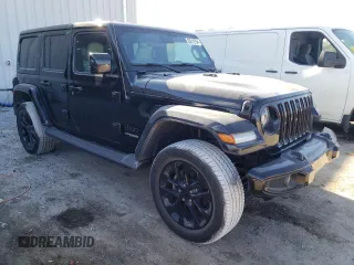 2021 Jeep Wrangler Unlimited Sahara High Altitude with VIN 1C4HJXEG6MW755185, listed as a Copart auction lot 83619754 with 36,330 mi miles and Salvage title. Bid and sale history available at DreamBid. Image 4.