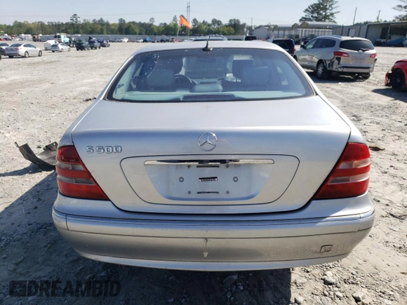 2002 Mercedes-Benz S-Class 5.0L with VIN WDBNG75J72A236202, listed as a Copart auction lot 52209845 with 0 mi miles and Salvage Title. Bid and sale history available at carsss.com. Image 6.