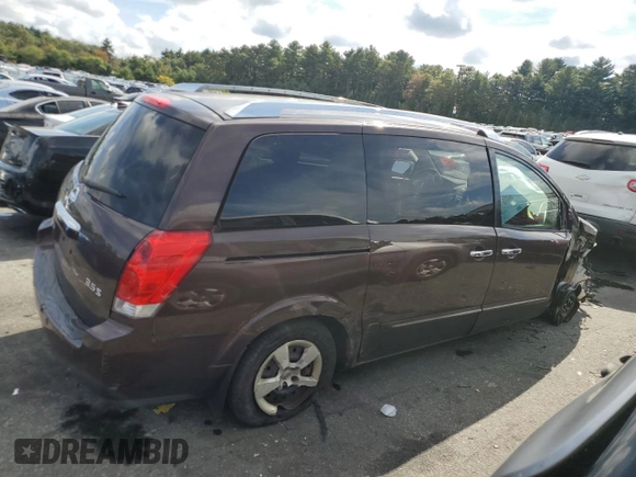 2007 Nissan Quest S with VIN 5N1BV28U67N123369, listed as a Copart auction lot 73478264 with 0 mi miles and Salvage Title. Bid and sale history available at carsss.com. Image 3.