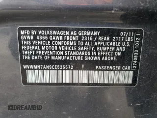 2012 Volkswagen CC Sport с VIN WVWMN7AN9CE525572, выставлен на аукционе Copart как лот 55564215 с пробегом 106 596 миль миль и Списание • Salvage title. История ставок и продаж доступна на DreamBid. Изображение 13.