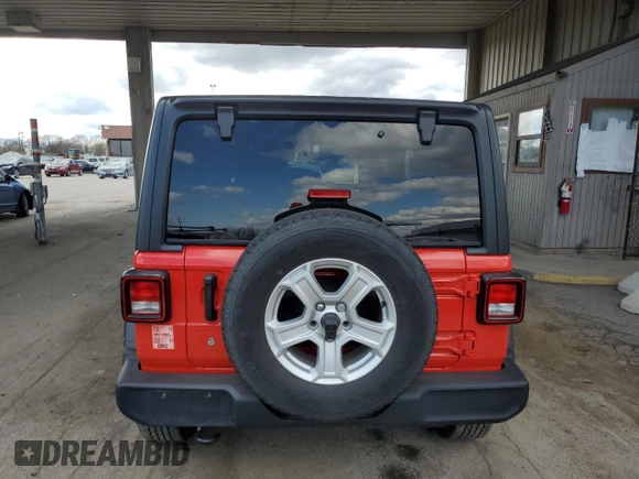 2020 Jeep Wrangler Sport S with VIN 1C4GJXAG4LW174753, listed as a Copart auction lot 52050005 with 45,056 mi miles and Salvage title. Bid and sale history available at DreamBid. Image 6.