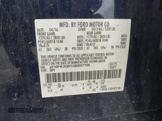 2016 Ford Edge SE with VIN 2FMPK3G91GBB57796, listed as a IAAI auction lot 42332179 with 122,400 mi miles and . Bid and sale history available at DreamBid. Image 9.