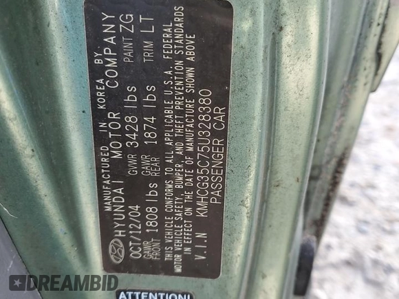 2005 Hyundai Accent GLS with VIN KMHCG35C75U328380, listed as a Copart auction lot 74935354 with 4,848 mi miles and Salvage Title. Bid and sale history available at carsss.com. Image 12.