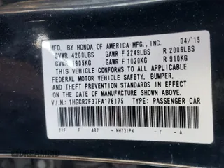 2015 Honda Accord LX with VIN 1HGCR2F37FA176175, listed as a Copart auction lot 89144965 with 208,558 mi miles and Salvage Title. Bid and sale history available at carsss.com. Image 12.