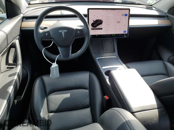 2022 Tesla Model Y Long Range with VIN 7SAYGAEE1NF381491, listed as a Copart auction lot 52694185 with 33,412 mi miles and Salvage Title. Bid and sale history available at DreamBid. Image 8.
