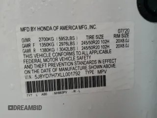 2020 Acura MDX Sport Hybrid w/Advance Pkg with VIN 5J8YD7H7XLL001792, listed as a Copart auction lot 88043645 with 49,726 mi miles and Salvage Title. Bid and sale history available at carsss.com. Image 14.