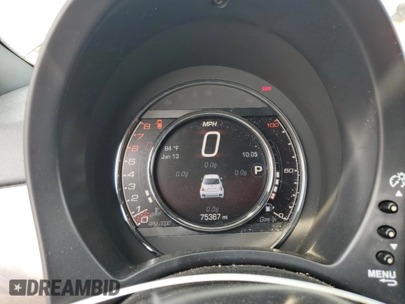 2015 FIAT 500 Sport z VIN 3C3CFFBR1FT690450, wystawiony jako Copart lot #60323805 z przebiegiem 75 367 mil mil oraz Szkoda całkowita • Salvage title. Historia ofert i sprzedaży dostępna na DreamBid. Obrazek 9.
