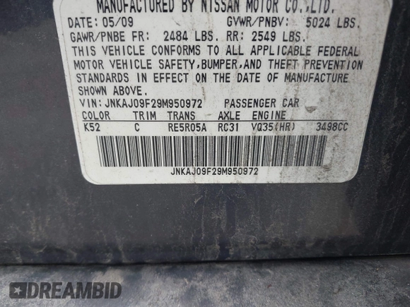 2009 Infiniti EX Journey with VIN JNKAJ09F29M950972, listed as a IAAI auction lot 42220500 with 215,028 mi miles and . Bid and sale history available at DreamBid. Image 9.