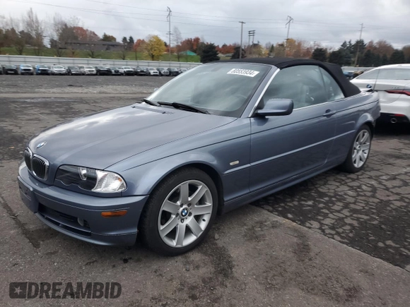 2003 BMW 3 Series 325Ci with VIN WBABS33463PG88875, listed as a Copart auction lot 80553934 with 202,964 mi miles and Salvage Title. Bid and sale history available at carsss.com. Image 1.